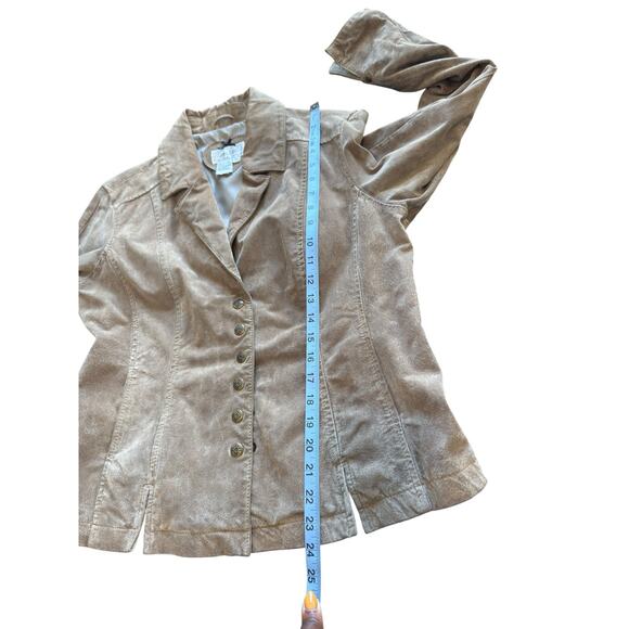 Live A Little‎ Leather Jacket Brown Suede Button Up Y2K Vintage Large Petite - Picture 12 of 12